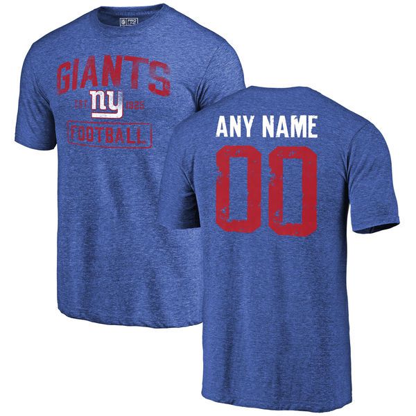 Men New York Giants NFL Pro Line by Fanatics Branded Royal Distressed Custom Name and Number Tri-Blend T-Shirt